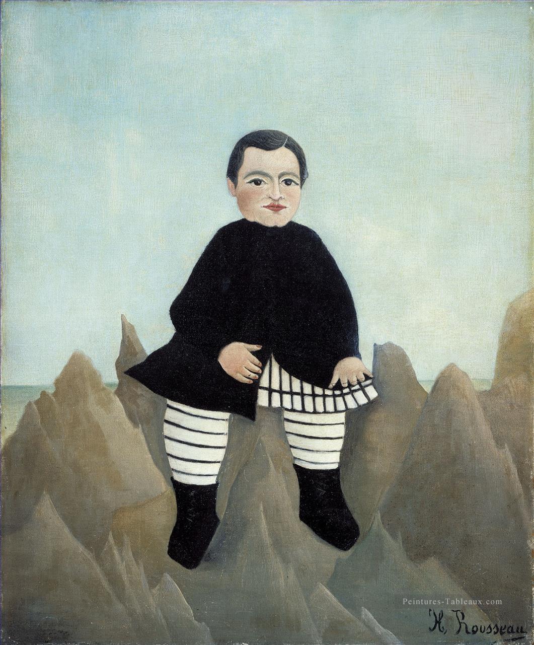 Boy on the Rocks enfant aux rochers Henri Rousseau post impressionnisme Naive primitivisme Peintures à l'huile